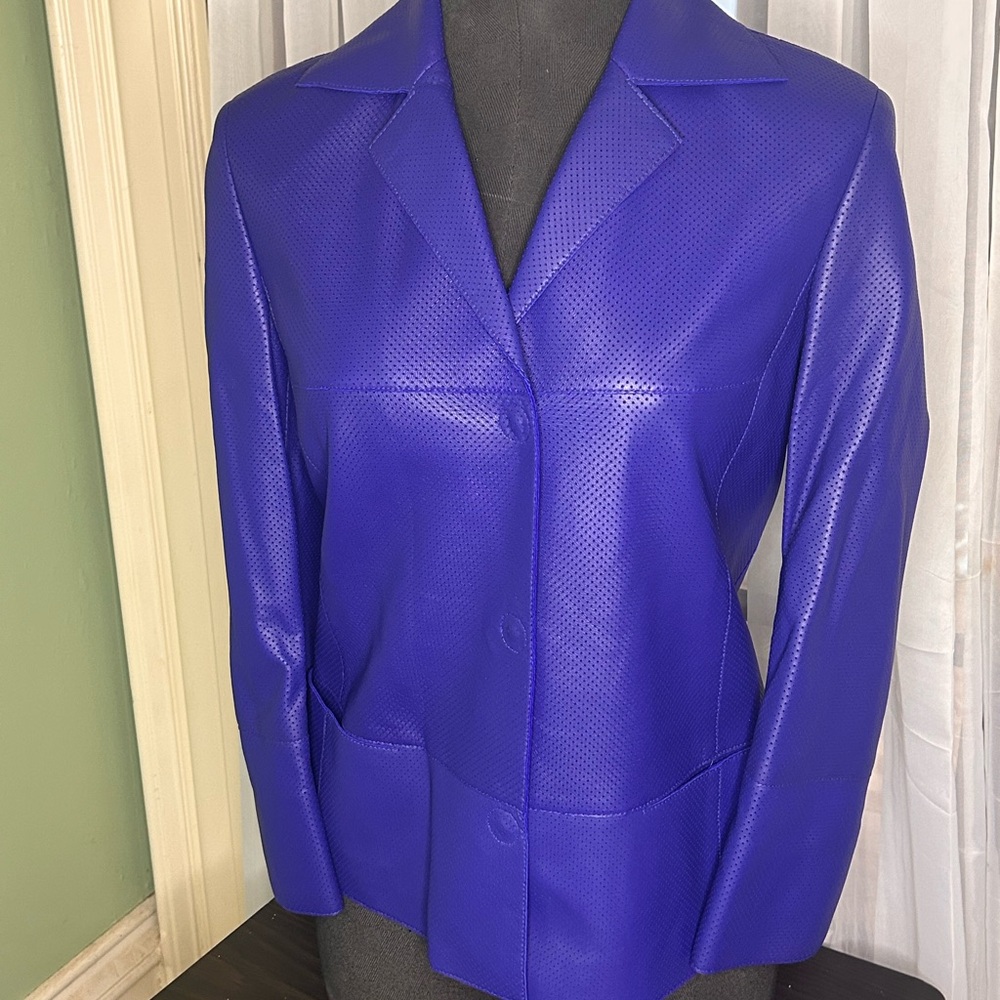 Akris Punto Vibrant Blue Perforated Blazer